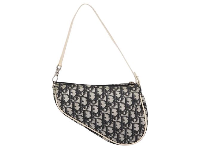 Christian Dior Trotter Saddle Accessory Pouch PVC Black White Auth 201266V - view 3