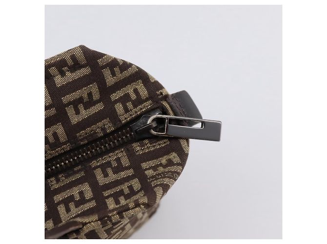Borsa a mano FENDI Zucchino Canvas Marrone Auth 203176 - vista 14