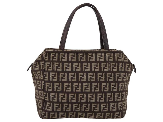 Borsa a mano FENDI Zucchino Canvas Marrone Auth 203176 - vista 2