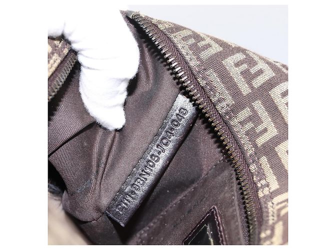 Borsa a mano FENDI Zucchino Canvas Marrone Auth 203176 - vista 21