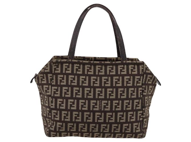 Borsa a mano FENDI Zucchino Canvas Marrone Auth 203176 - vista 3