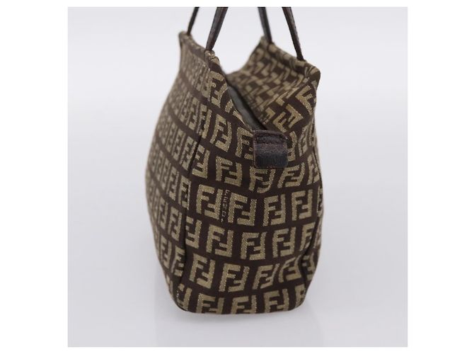 Borsa a mano FENDI Zucchino Canvas Marrone Auth 203176 - vista 5