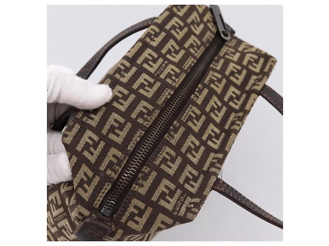 Borsa a mano FENDI Zucchino Canvas Marrone Auth 203176 - vista 6