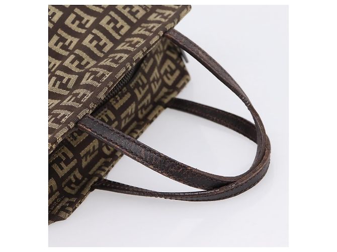 Borsa a mano FENDI Zucchino Canvas Marrone Auth 203176 - vista 7