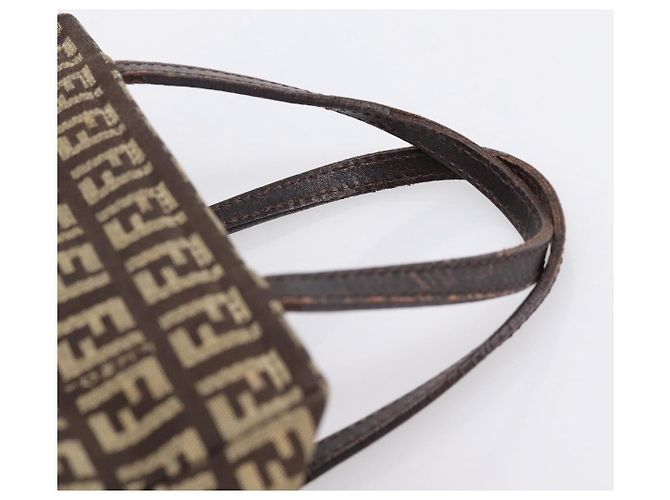 Borsa a mano FENDI Zucchino Canvas Marrone Auth 203176 - vista 8