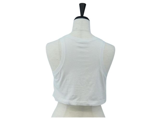 FENDI Camiseta Tank Cropped de Algodón Blanco Rosa Auth 202322M - vista 2