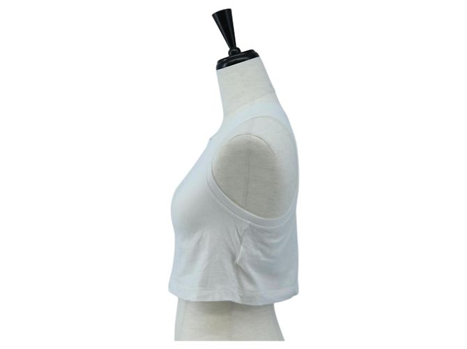 FENDI Camiseta Tank Cropped de Algodón Blanco Rosa Auth 202322M - vista 3