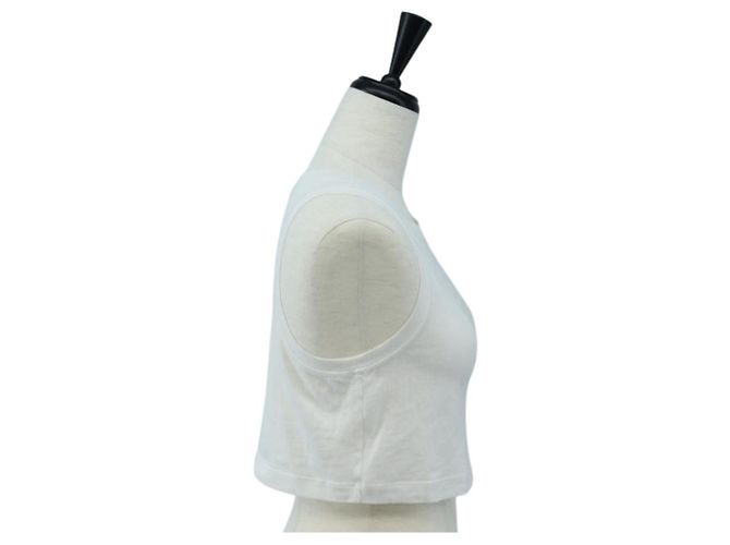 FENDI Camiseta Tank Cropped de Algodón Blanco Rosa Auth 202322M - vista 4