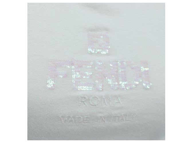 FENDI Camiseta Tank Cropped de Algodón Blanco Rosa Auth 202322M - vista 8