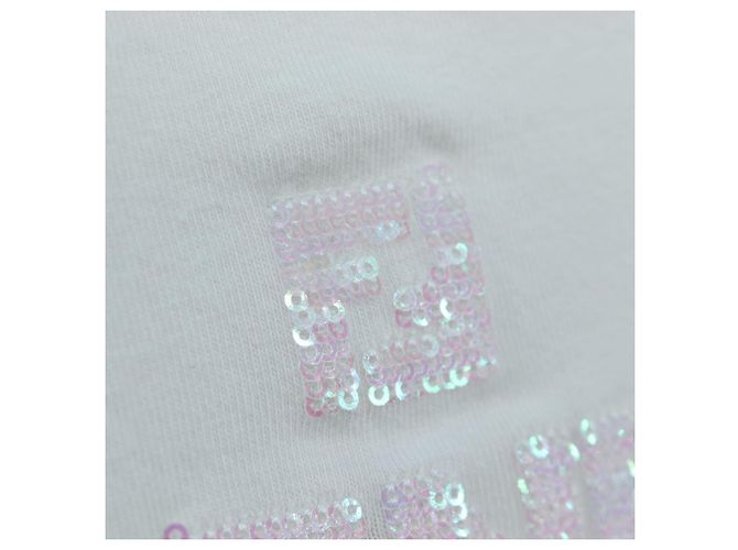 FENDI Camiseta Tank Cropped de Algodón Blanco Rosa Auth 202322M - vista 9