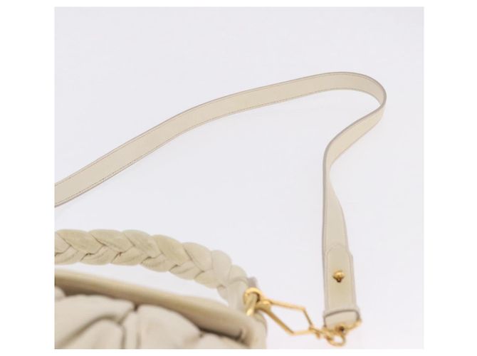Borsa a tracolla Miu Miu Matelassé in pelle 2way White Gold Auth 202953V Bianco D'oro - vista 15
