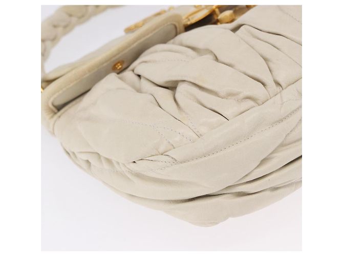 Borsa a tracolla Miu Miu Matelassé in pelle 2way White Gold Auth 202953V Bianco D'oro - vista 16