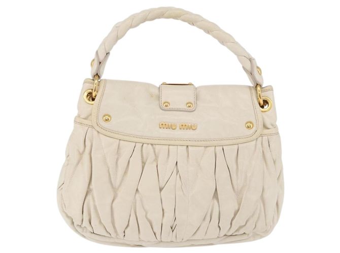 Borsa a tracolla Miu Miu Matelassé in pelle 2way White Gold Auth 202953V Bianco D'oro - vista 2