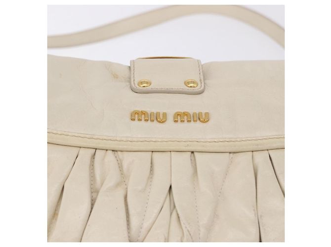 Borsa a tracolla Miu Miu Matelassé in pelle 2way White Gold Auth 202953V Bianco D'oro - vista 20