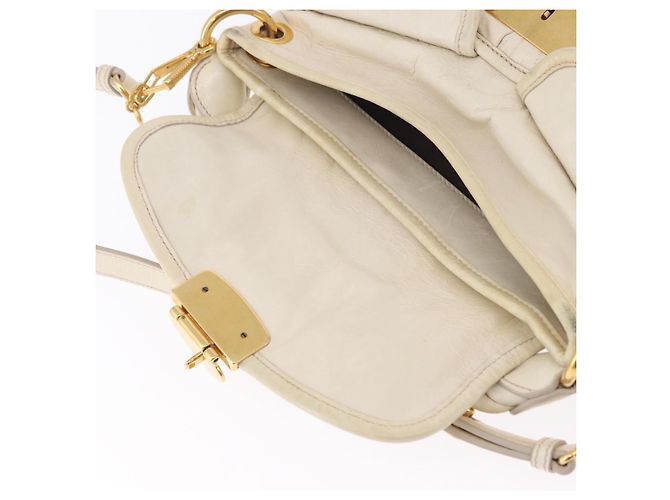 Borsa a tracolla Miu Miu Matelassé in pelle 2way White Gold Auth 202953V Bianco D'oro - vista 22