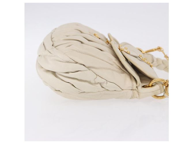 Borsa a tracolla Miu Miu Matelassé in pelle 2way White Gold Auth 202953V Bianco D'oro - vista 4