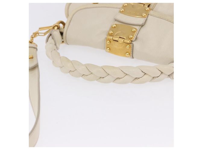 Borsa a tracolla Miu Miu Matelassé in pelle 2way White Gold Auth 202953V Bianco D'oro - vista 7