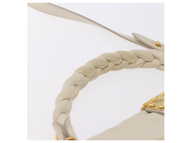 Borsa a tracolla Miu Miu Matelassé in pelle 2way White Gold Auth 202953V Bianco D'oro - vista 8