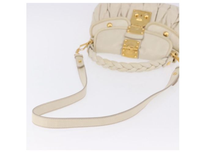 Borsa a tracolla Miu Miu Matelassé in pelle 2way White Gold Auth 202953V Bianco D'oro - vista 9