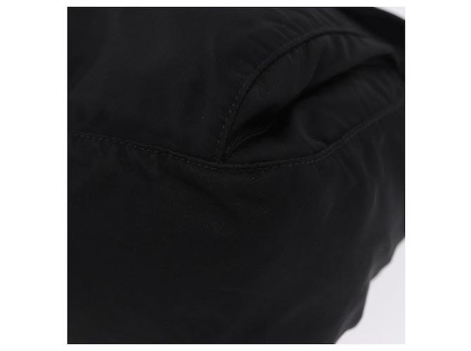 Bolsa de Ombro PRADA Nylon Black Silver Auth 197698A Preto Prata - vista 11