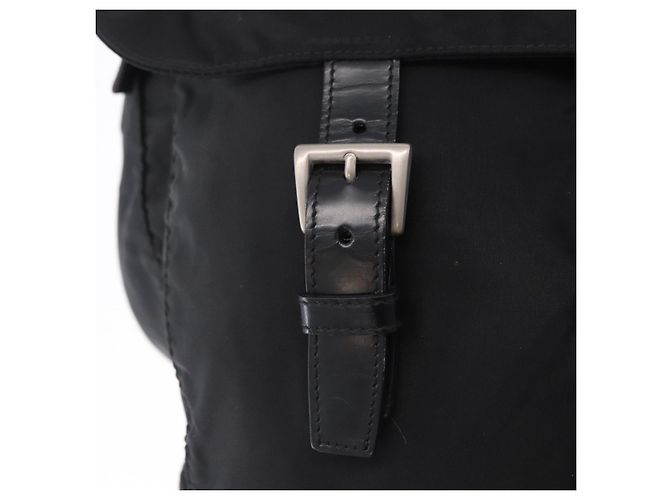 Bolsa de Ombro PRADA Nylon Black Silver Auth 197698A Preto Prata - vista 14