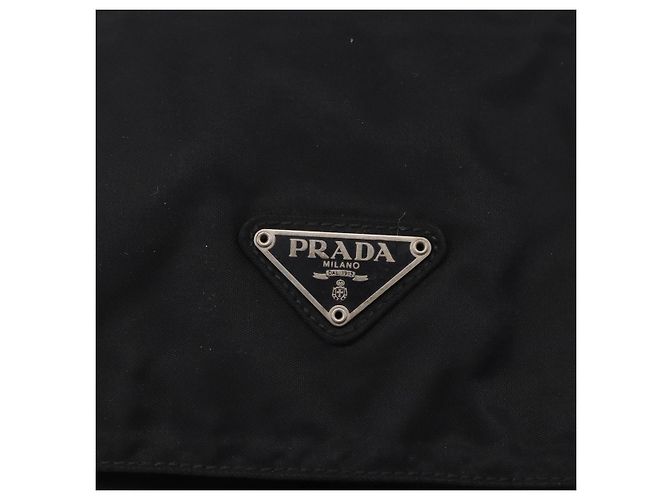Bolsa de Ombro PRADA Nylon Black Silver Auth 197698A Preto Prata - vista 16