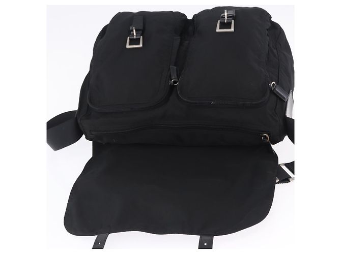 Bolsa de Ombro PRADA Nylon Black Silver Auth 197698A Preto Prata - vista 17