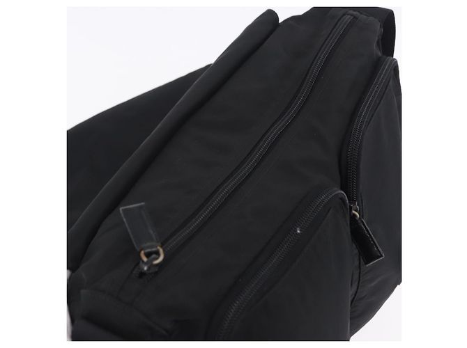 Bolsa de Ombro PRADA Nylon Black Silver Auth 197698A Preto Prata - vista 18