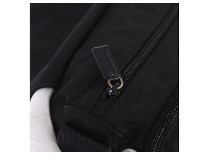 Bolsa de Ombro PRADA Nylon Black Silver Auth 197698A Preto Prata - vista 19