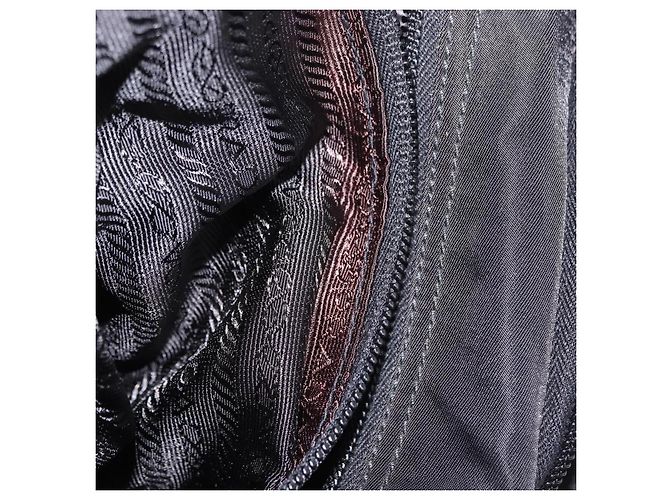 Bolsa de Ombro PRADA Nylon Black Silver Auth 197698A Preto Prata - vista 29
