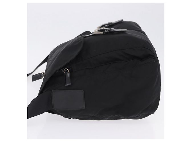 Bolsa de Ombro PRADA Nylon Black Silver Auth 197698A Preto Prata - vista 5