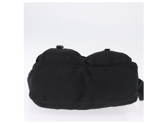 Bolsa de Ombro PRADA Nylon Black Silver Auth 197698A Preto Prata - vista 9