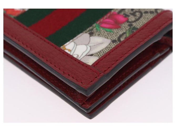 Cartera GUCCI Web Sherry Line Trifold PVC Rojo Dorado 523155 Auth 203338M - vista 11