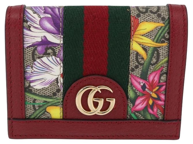 Cartera GUCCI Web Sherry Line Trifold PVC Rojo Dorado 523155 Auth 203338M - vista 2