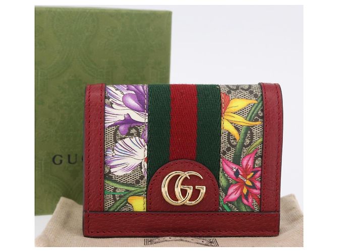 Cartera GUCCI Web Sherry Line Trifold PVC Rojo Dorado 523155 Auth 203338M - vista 22