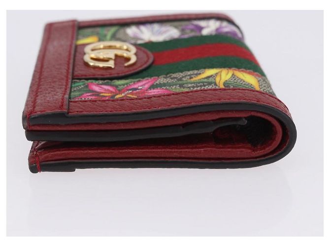 Cartera GUCCI Web Sherry Line Trifold PVC Rojo Dorado 523155 Auth 203338M - vista 4