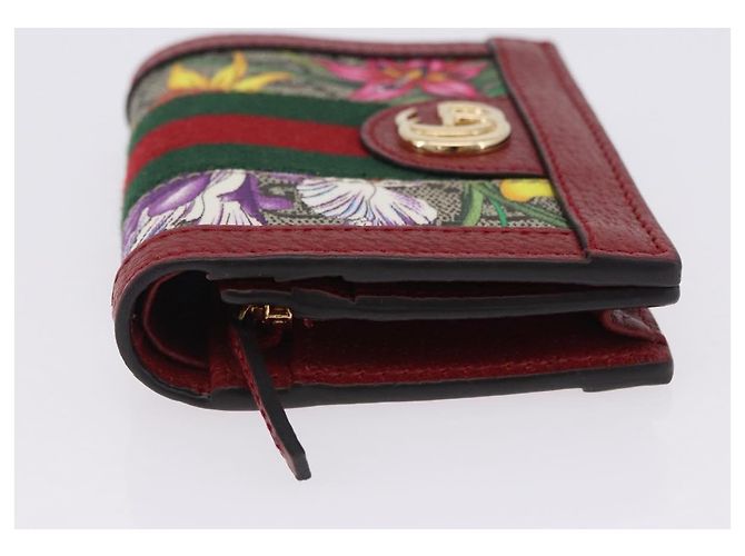 Cartera GUCCI Web Sherry Line Trifold PVC Rojo Dorado 523155 Auth 203338M - vista 5
