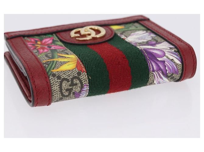 Cartera GUCCI Web Sherry Line Trifold PVC Rojo Dorado 523155 Auth 203338M - vista 6