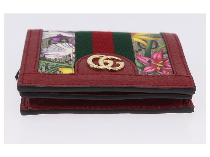 Cartera GUCCI Web Sherry Line Trifold PVC Rojo Dorado 523155 Auth 203338M - vista 7