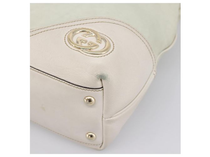 GUCCI Abbey Tote Bag aus Leder Weiß Goldfarben 182492 Auth ti4020 - Ansicht 10