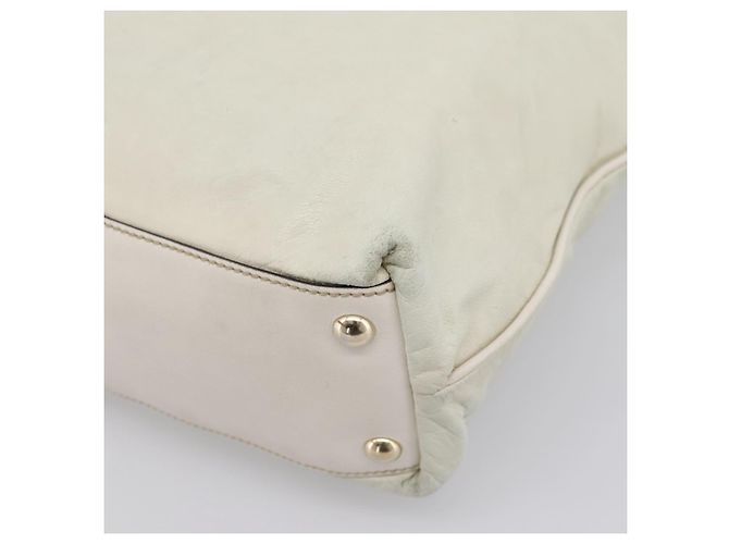 GUCCI Abbey Tote Bag aus Leder Weiß Goldfarben 182492 Auth ti4020 - Ansicht 12
