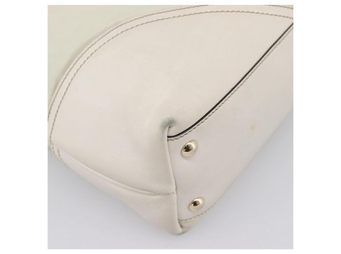 GUCCI Abbey Tote Bag aus Leder Weiß Goldfarben 182492 Auth ti4020 - Ansicht 13