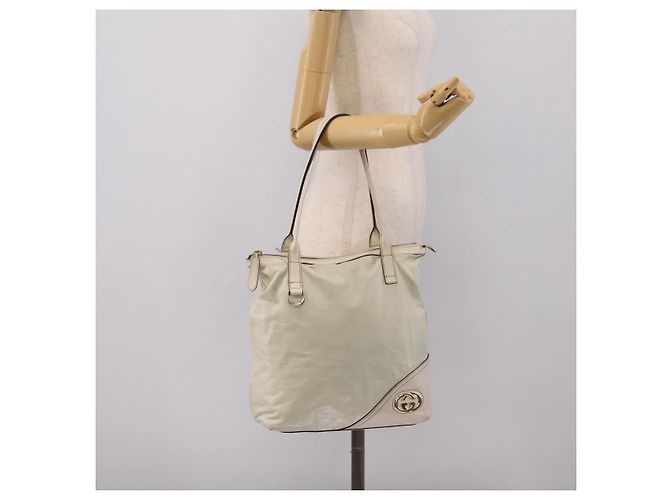 GUCCI Abbey Tote Bag aus Leder Weiß Goldfarben 182492 Auth ti4020 - Ansicht 25