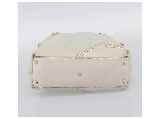GUCCI Abbey Tote Bag aus Leder Weiß Goldfarben 182492 Auth ti4020 - Ansicht 9