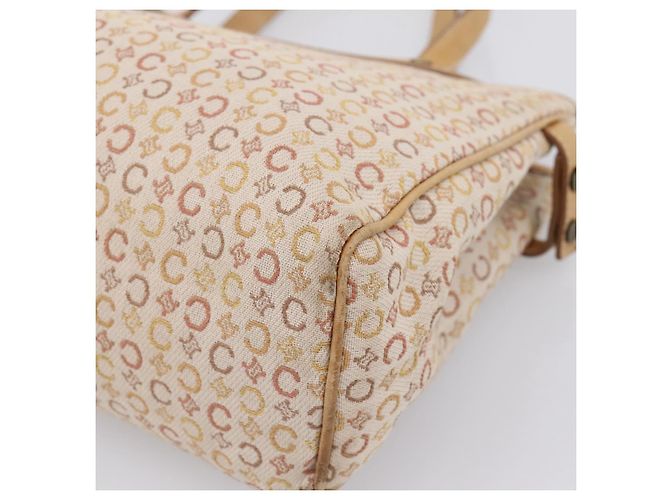 Céline Borsa a mano CELINE C Macadam Canvas Beige Tono Oro Auth 201317 - vista 10