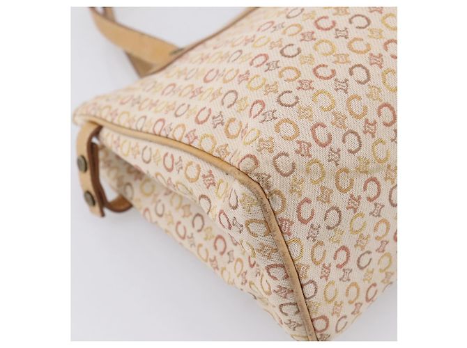 Céline Borsa a mano CELINE C Macadam Canvas Beige Tono Oro Auth 201317 - vista 11