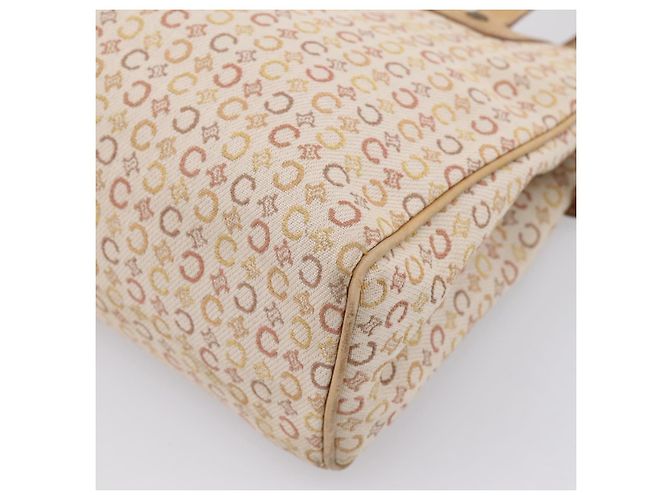 Céline Borsa a mano CELINE C Macadam Canvas Beige Tono Oro Auth 201317 - vista 12