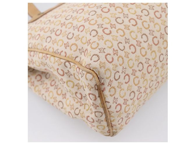 Céline Borsa a mano CELINE C Macadam Canvas Beige Tono Oro Auth 201317 - vista 13