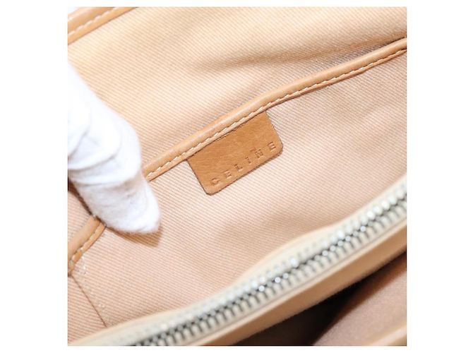 Céline Borsa a mano CELINE C Macadam Canvas Beige Tono Oro Auth 201317 - vista 14