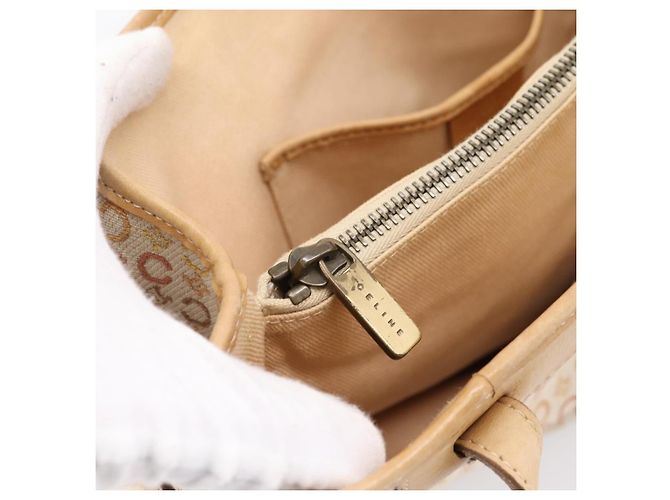 Céline Borsa a mano CELINE C Macadam Canvas Beige Tono Oro Auth 201317 - vista 19
